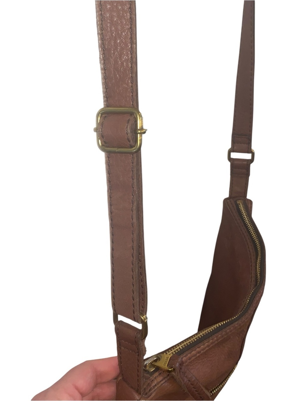 Fossil Erin Crossbody classic pebbled Brown leather Crossbody bag boho western - Picture 3 of 13